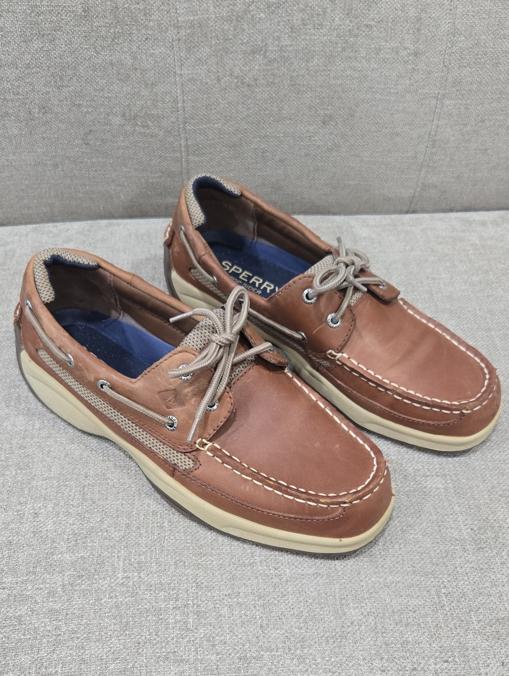 Sperry Brown Leather Moc Toe Boat Shoes